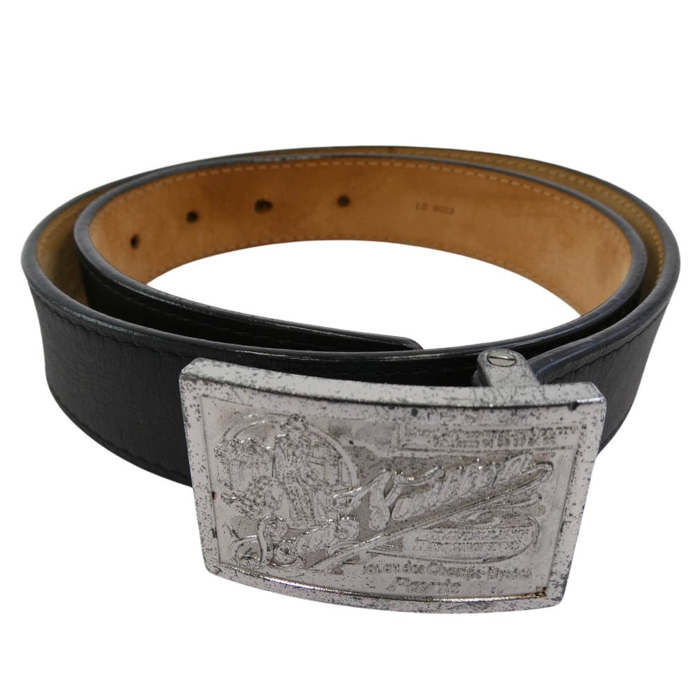 LOUIS VUITTON ルイ・ヴィトン M6812T サンチュール ジーンズ ロゴバックル レザー ベルト ブラック系【中古】
