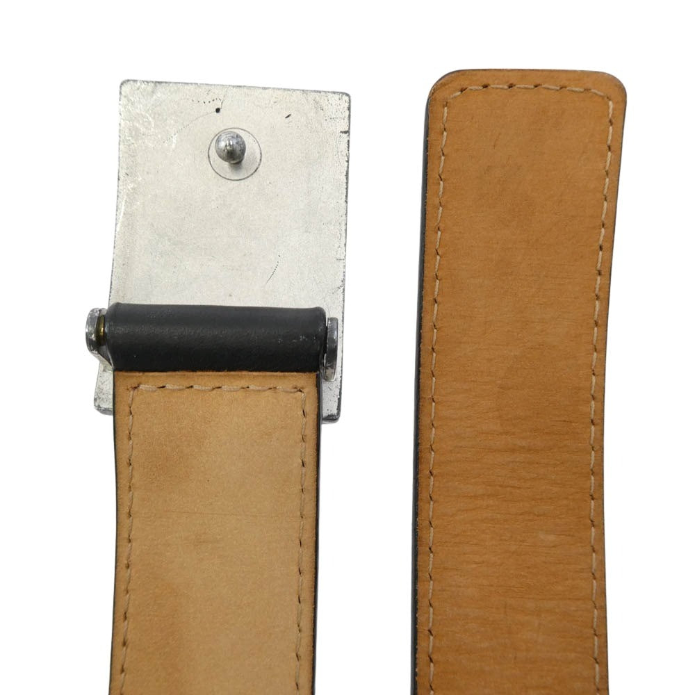 LOUIS VUITTON ルイ・ヴィトン M6812T サンチュール ジーンズ ロゴバックル レザー ベルト ブラック系【中古】