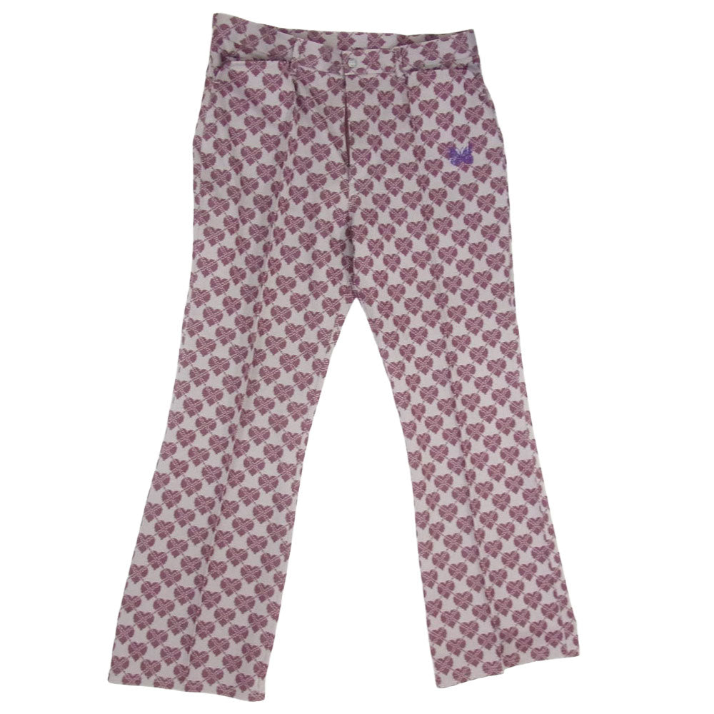 Needles ニードルス PU268 ハート総柄 トラック パンツ グレー系 L【中古】