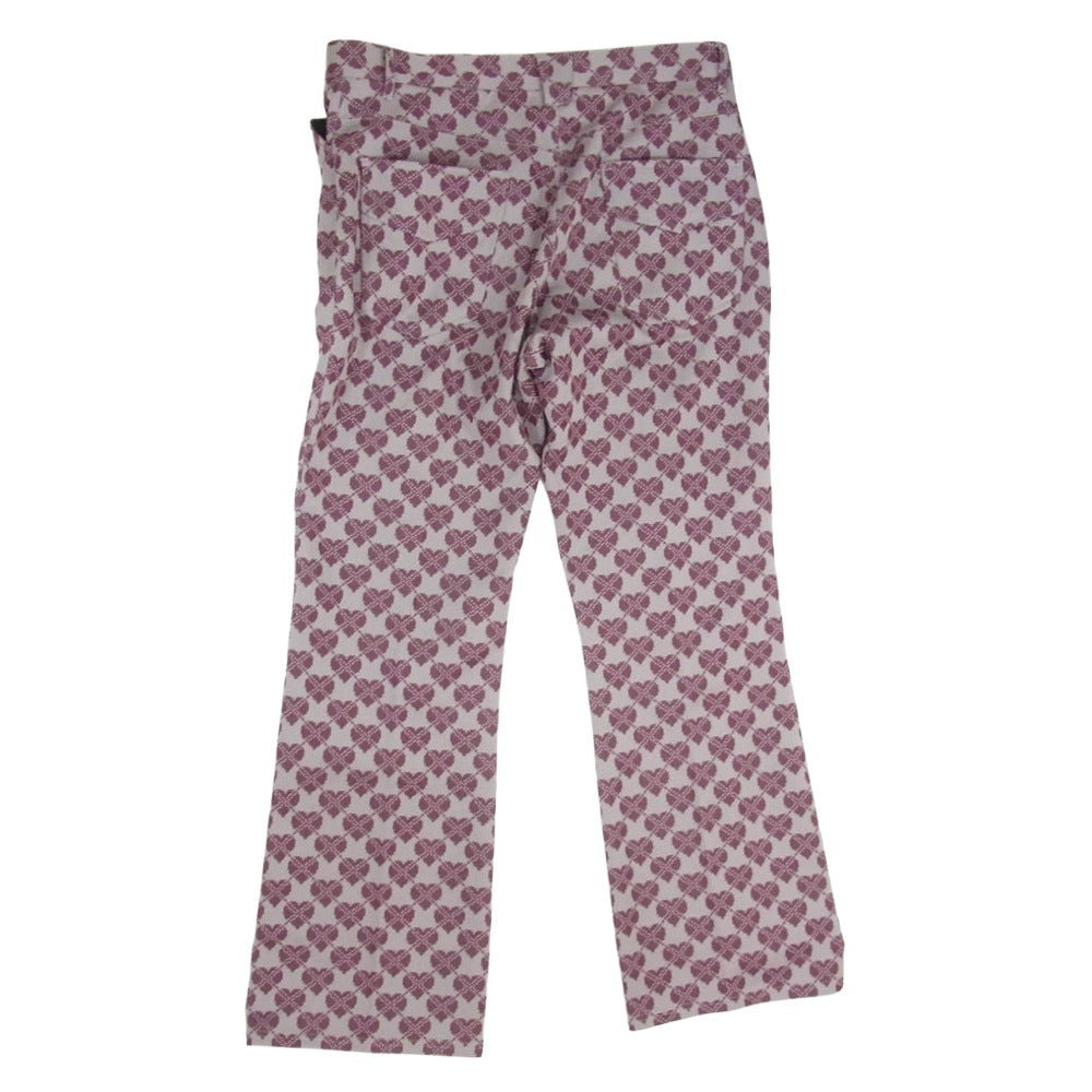 Needles ニードルス PU268 ハート総柄 トラック パンツ グレー系 L【中古】