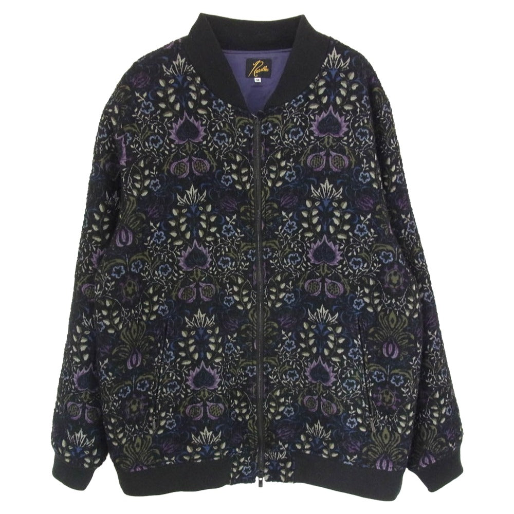 Needles ニードルス 21AW J0118 B.B.JACKET GOBELIN ジャガード ジップアップ ゴブラン織り ペイズリー ベースボール ジャケット ブルゾン ブラック系 M【中古】