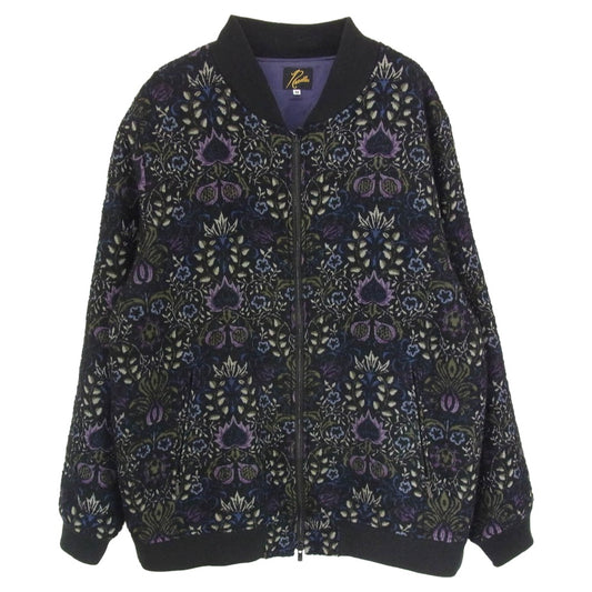 Needles ニードルス 21AW J0118 B.B.JACKET GOBELIN ジャガード ジップアップ ゴブラン織り ペイズリー ベースボール ジャケット ブルゾン ブラック系 M【中古】