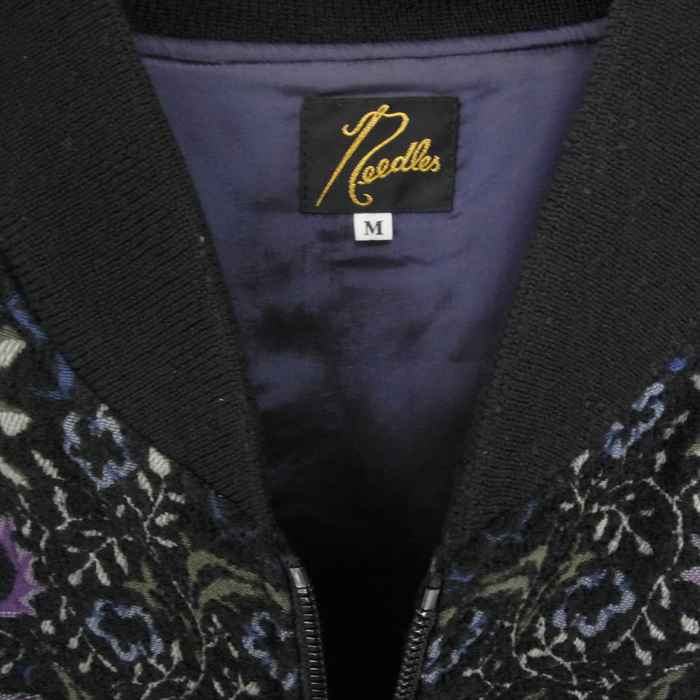 Needles ニードルス 21AW J0118 B.B.JACKET GOBELIN ジャガード ジップアップ ゴブラン織り ペイズリー ベースボール ジャケット ブルゾン ブラック系 M【中古】