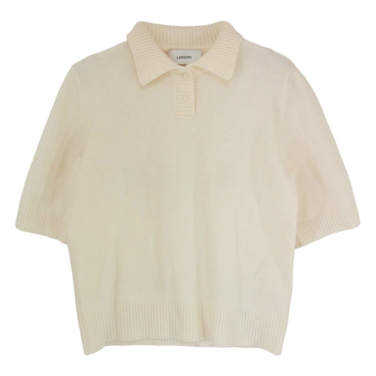 LARDINI ラルディーニ ウール 半袖 ニット ポロシャツ オフホワイト系 S【中古】