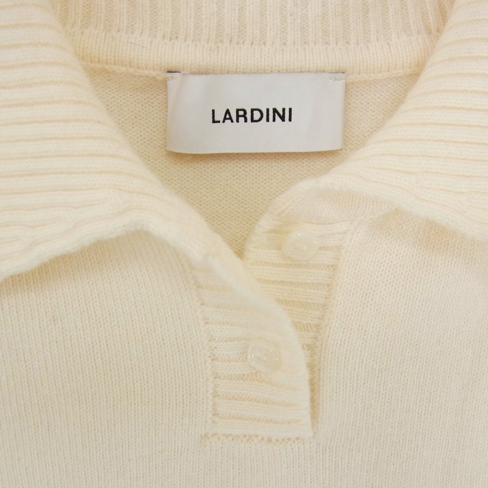 LARDINI ラルディーニ ウール 半袖 ニット ポロシャツ オフホワイト系 S【中古】