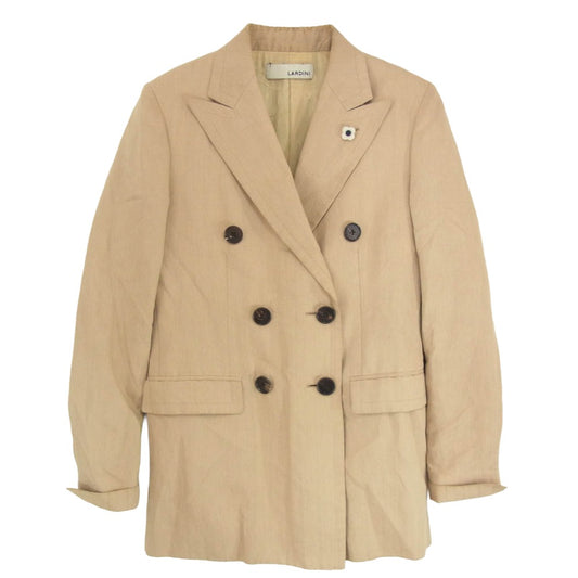 LARDINI ラルディーニ ブートニエール ダブルブレスト ピークドラペル テーラード ジャケット ベージュ系 40【中古】