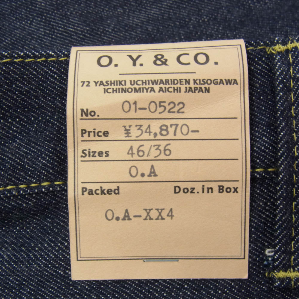 大江洋服店 OA-01-0522　 OA01XX デニム パンツ インディゴブルー系 46【極上美品】【中古】
