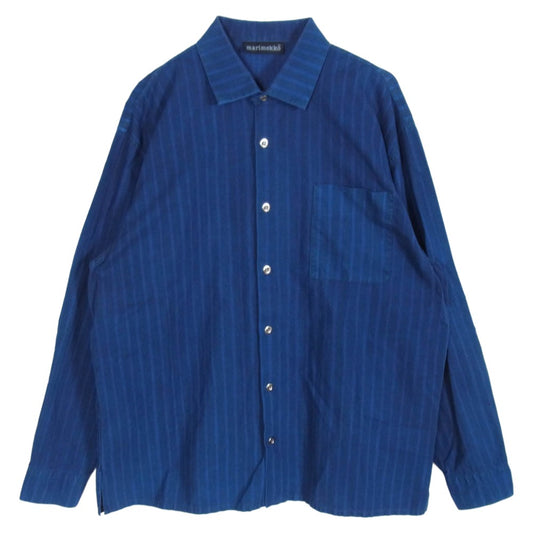 marimekko マリメッコ ストライプ 長袖 シャツ ブルー系 42【中古】
