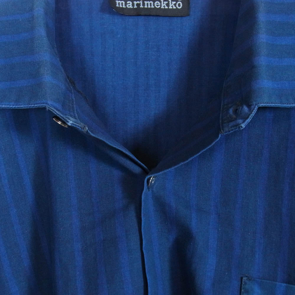 marimekko マリメッコ ストライプ 長袖 シャツ ブルー系 42【中古】