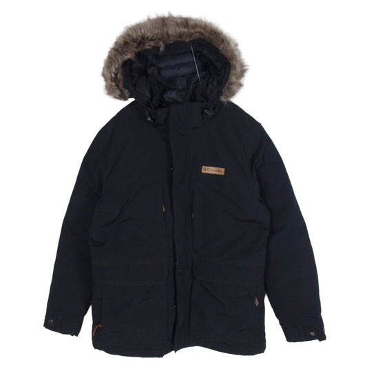 Columbia コロンビア 222 WE1250 牛革 ワッペン付 ファー着脱可 中綿 ジャケット アウター ブラック系 L【中古】