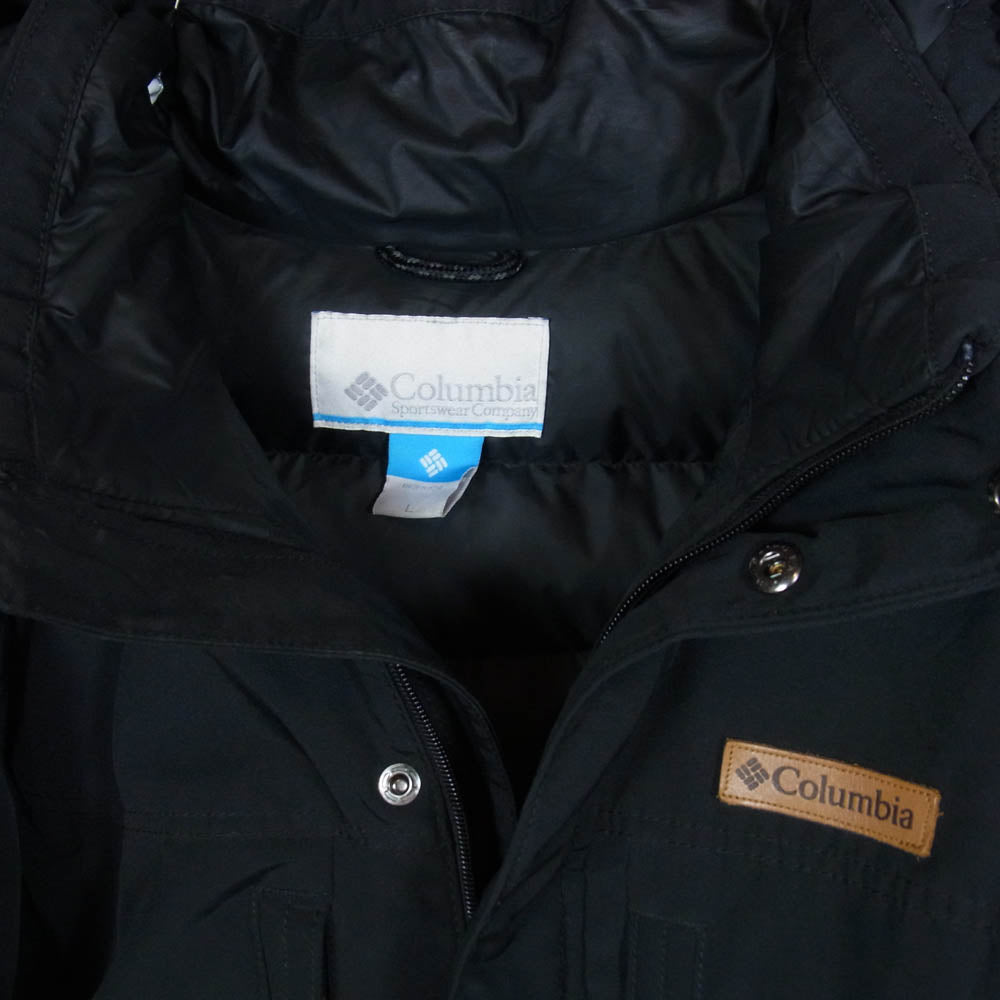 Columbia コロンビア 222 WE1250 牛革 ワッペン付 ファー着脱可 中綿 ジャケット アウター ブラック系 L【中古】