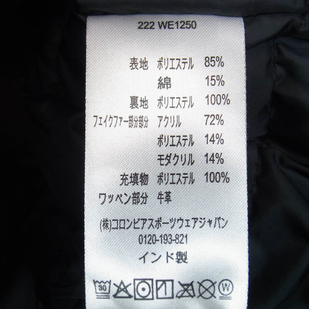 Columbia コロンビア 222 WE1250 牛革 ワッペン付 ファー着脱可 中綿 ジャケット アウター ブラック系 L【中古】