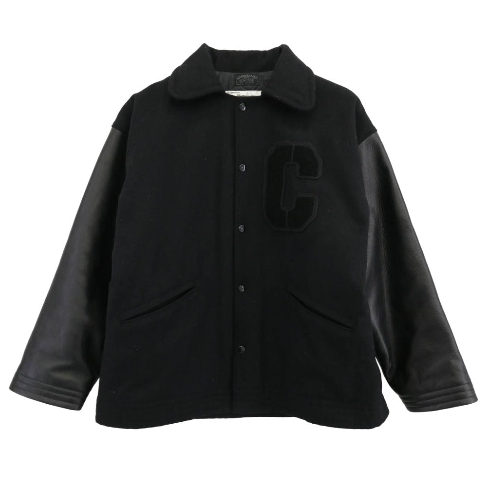 ハーディジェイムズ HJ-JKT0G1A レザー 切替 スタジアム ジャケット スタジャン ブラック系【中古】