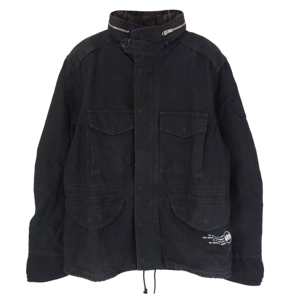 GERUGA ゲルガ GR-J-86 WIND SHELL JKT 迷彩 カモ ロゴ ミリタリー ジャケット ブラック系 4【中古】