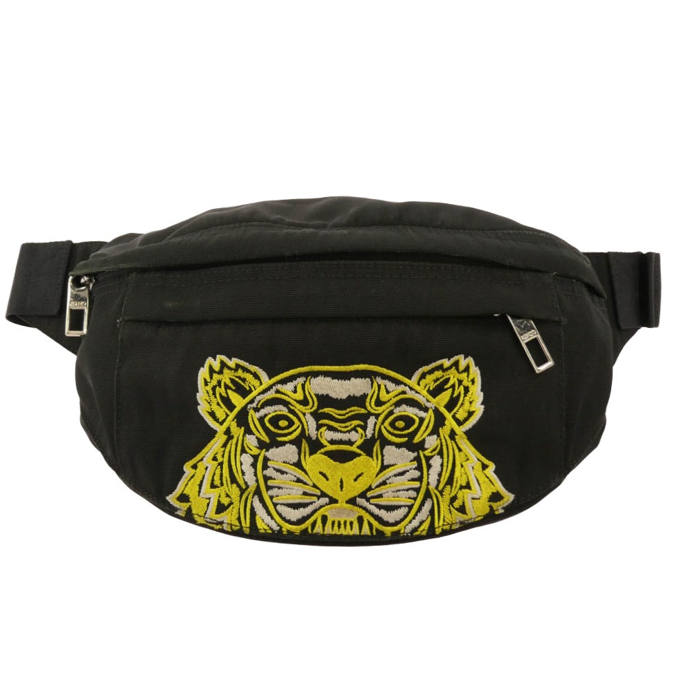 KENZO ケンゾー BL0231-FB6 タイガー ロゴ 刺繍 ウエスト ボディ バッグ ブラック系【中古】