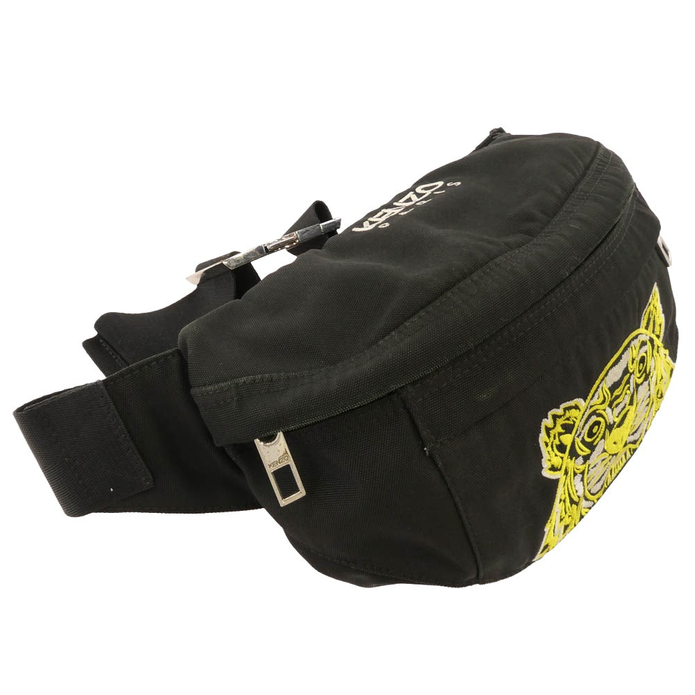 KENZO ケンゾー BL0231-FB6 タイガー ロゴ 刺繍 ウエスト ボディ バッグ ブラック系【中古】