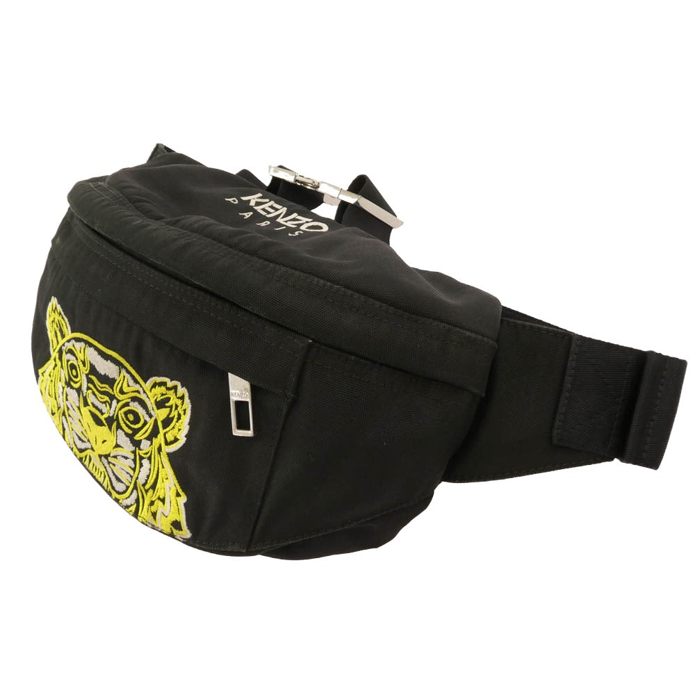 KENZO ケンゾー BL0231-FB6 タイガー ロゴ 刺繍 ウエスト ボディ バッグ ブラック系【中古】