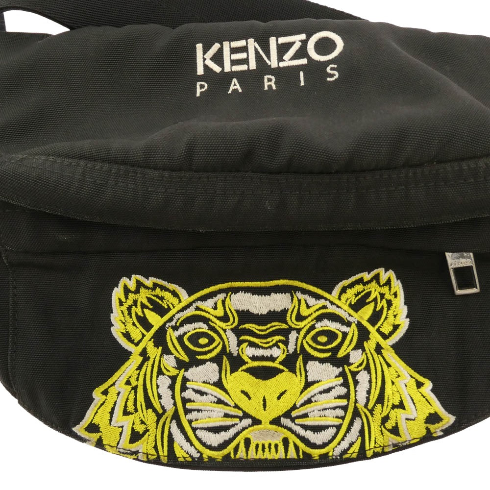 KENZO ケンゾー BL0231-FB6 タイガー ロゴ 刺繍 ウエスト ボディ バッグ ブラック系【中古】