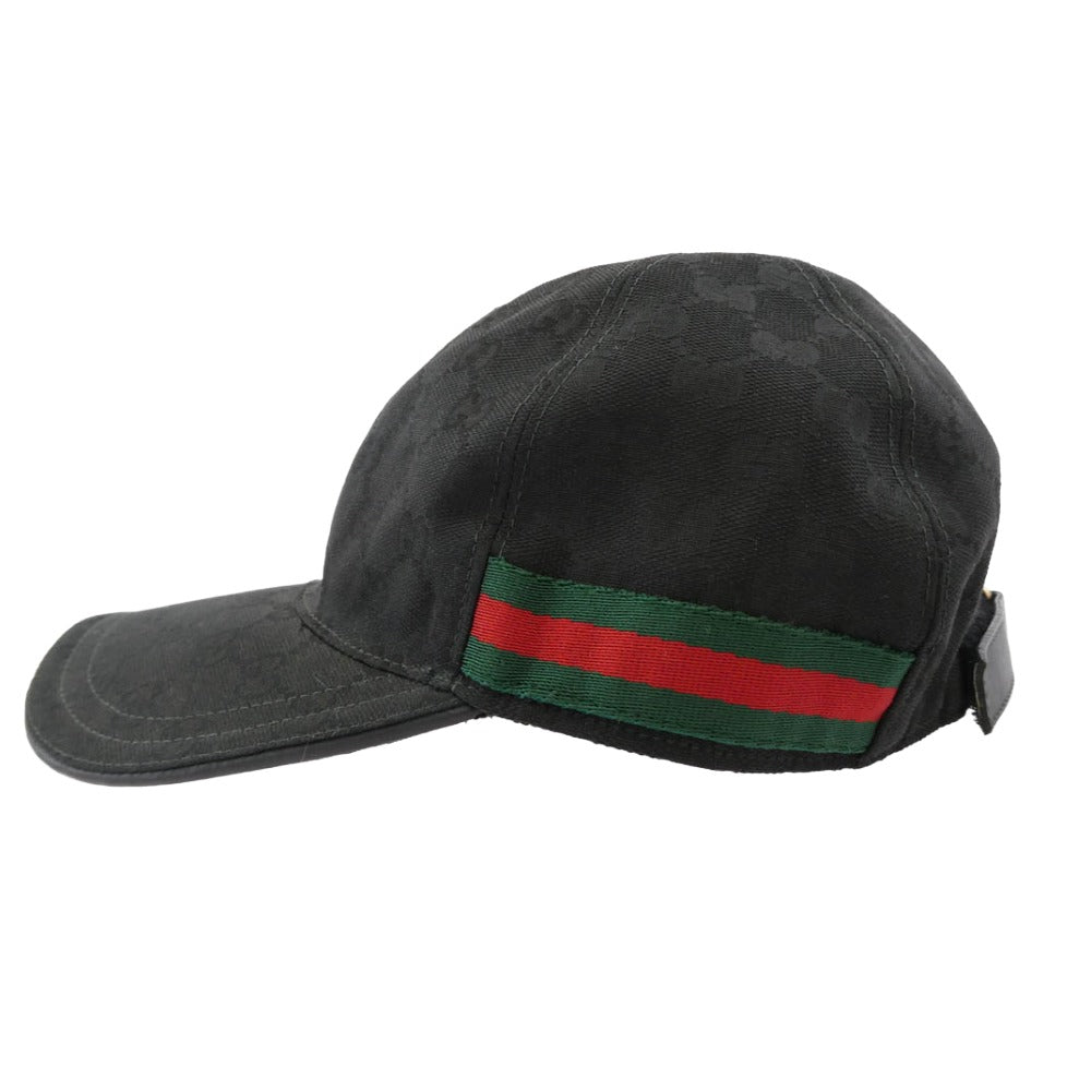 GUCCI グッチ 200035 KQWBG GGキャンバス シェリーライン ベースボール キャップ 帽子 ブラック系 XL【中古】