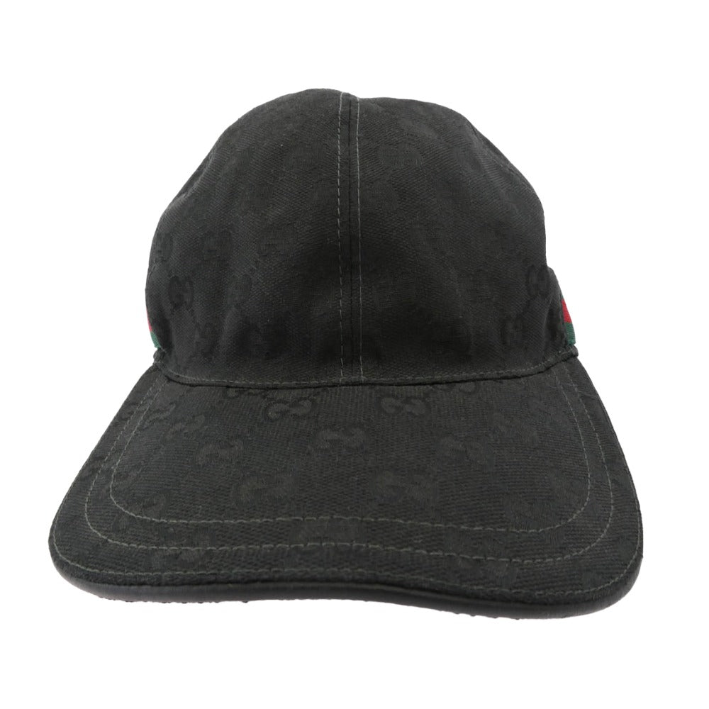 GUCCI グッチ 200035 KQWBG GGキャンバス シェリーライン ベースボール キャップ 帽子 ブラック系 XL【中古】