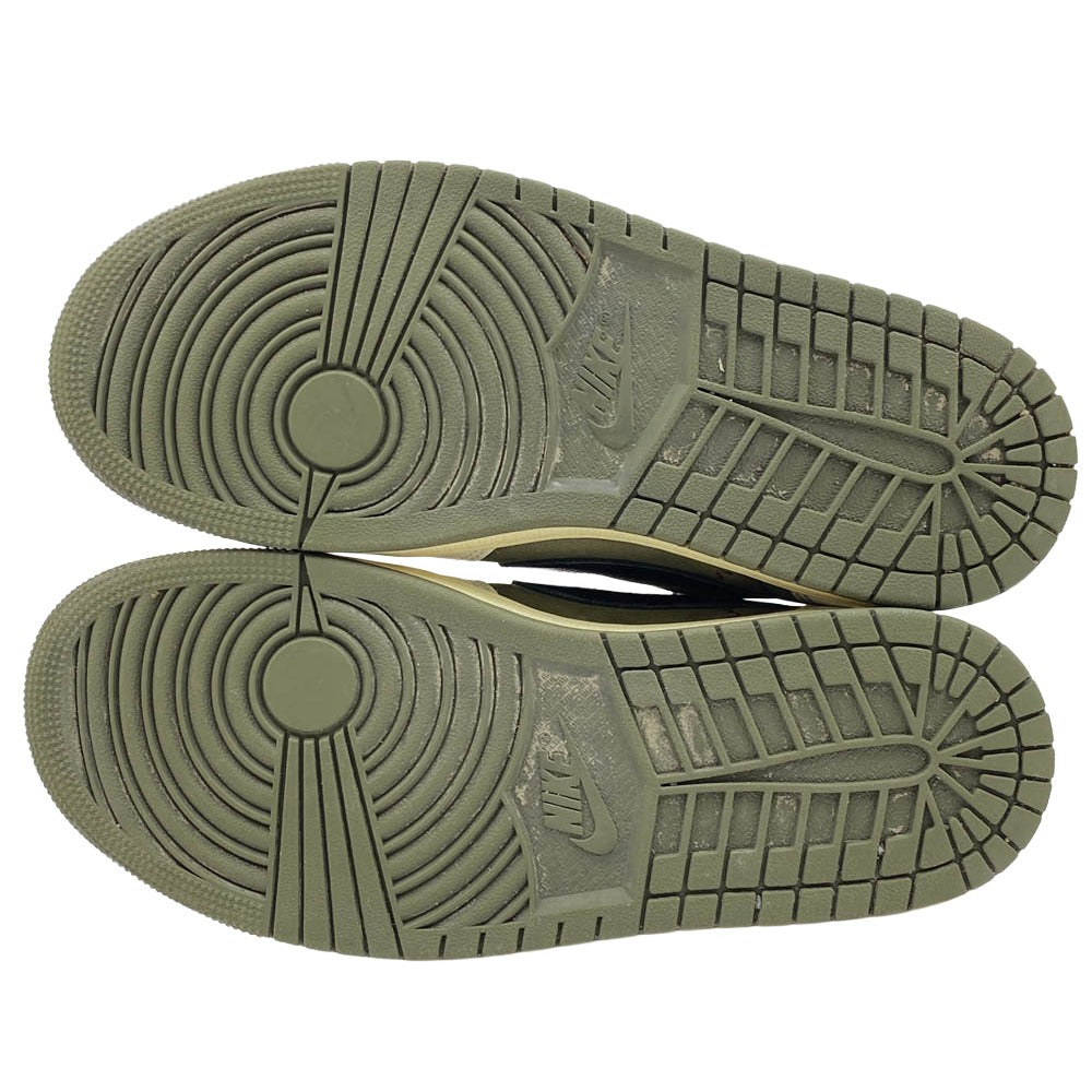 NIKE ナイキ DM7866-200 【フェイクバスターズ鑑定済】× Travis Scott Air Jordan 1 Low OG SP Reverse Olive エアジョーダン1 ロー OG SP リバースオリーブ ローカット スニーカー カーキ系 ホワイト系 26.5cm【中古】