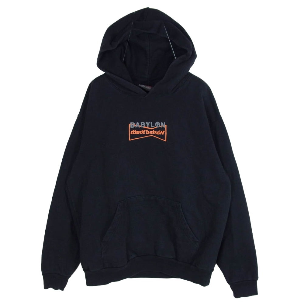 Wasted Youth ウェイステッドユース × BABYLON バビロン PULLOVER HOODIE ロゴ プルオーバー フーディー パーカー ブラック系 L【中古】