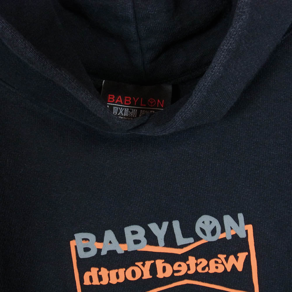 Wasted Youth ウェイステッドユース × BABYLON バビロン PULLOVER HOODIE ロゴ プルオーバー フーディー パーカー ブラック系 L【中古】
