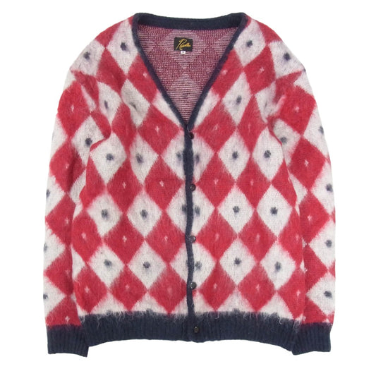 Needles ニードルス NS280 Mohair Cardigan Diamond モヘア ダイヤモンド ニット カーディガン レッド系 M【中古】