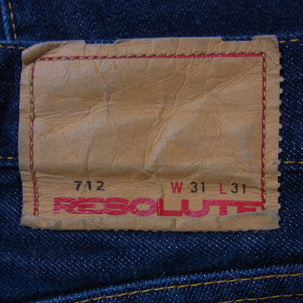 RESOLUTE リゾルト 712 コットン ジップフライ デニム パンツ インディゴブルー系 31【中古】