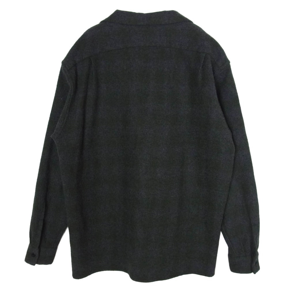 COMOLI コモリ 20AW S03-02008 カシミヤ混ウール チェック オープンカラー シャツ ダークグレー系 2【中古】