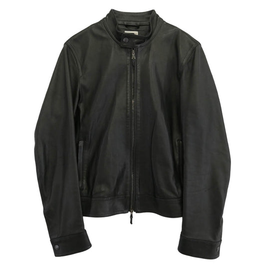 EMMETI エンメティ JURI ラムスキン レザー シングルライダースジャケット ブラック系 48【中古】