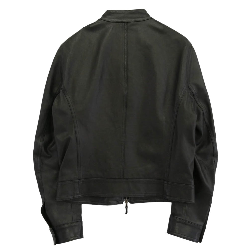 EMMETI エンメティ JURI ラムスキン レザー シングルライダースジャケット ブラック系 48【中古】