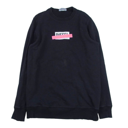 DIESEL ディーゼル ボックスロゴ クルーネック スウェット ブラック系 S【中古】