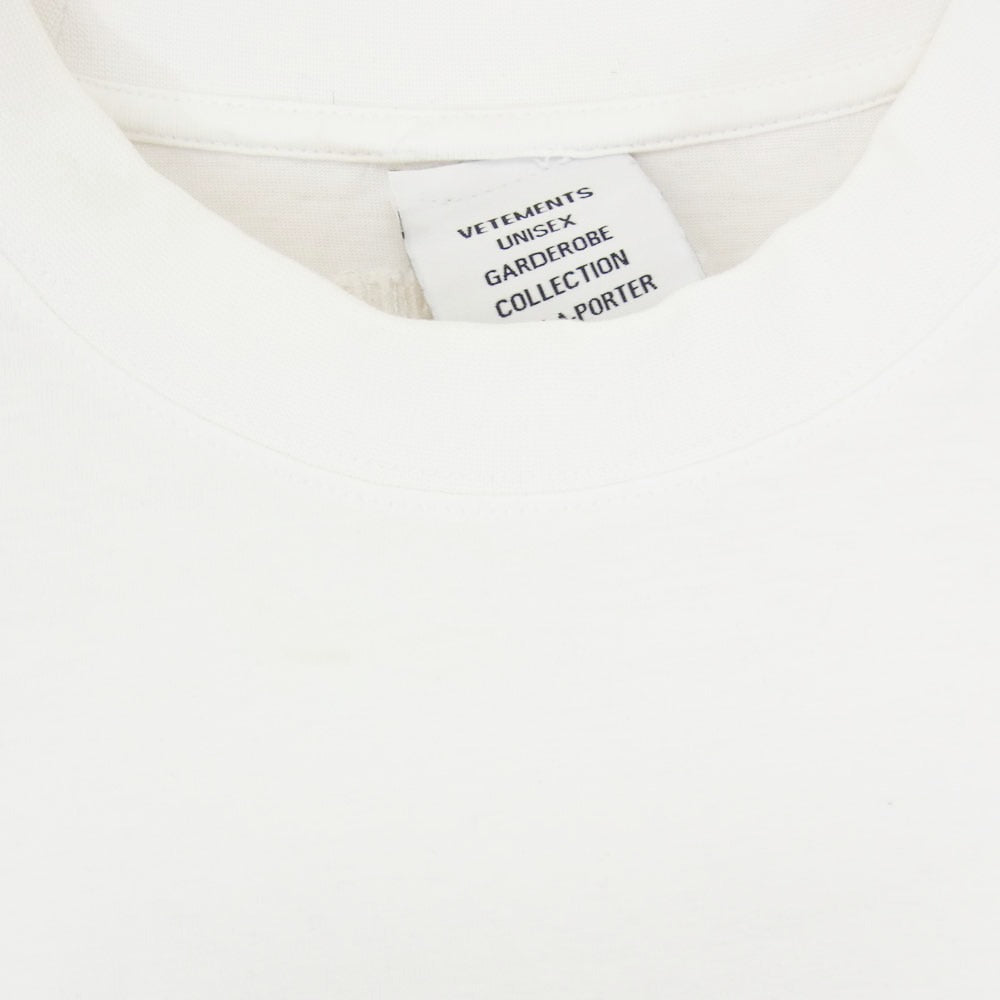 VETEMENTS ヴェトモン 21AW UA52TR480W Black Label Oversized ブラック ラベル バックプリント オーバーサイズ Tシャツ 半袖カットソー ホワイト系 XS【中古】