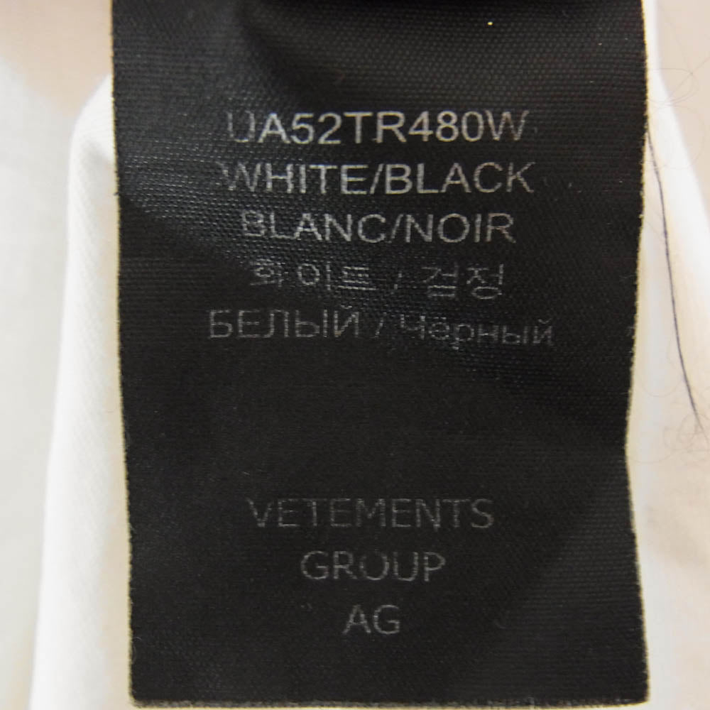 VETEMENTS ヴェトモン 21AW UA52TR480W Black Label Oversized ブラック ラベル バックプリント オーバーサイズ Tシャツ 半袖カットソー ホワイト系 XS【中古】