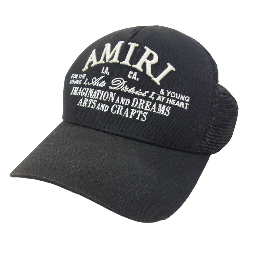 AMIRI アミリ 24AW SRPXMAH001SMRHDF0 Arts District Trucker Hat ロゴ刺繍 メッシュ キャップ トラッカー キャップ 帽子 ブラック系【中古】