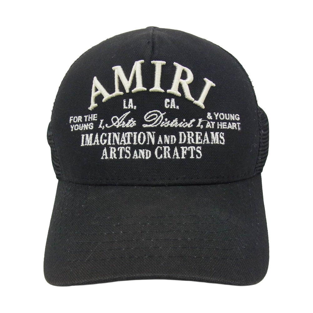 AMIRI アミリ 24AW SRPXMAH001SMRHDF0 Arts District Trucker Hat ロゴ刺繍 メッシュ キャップ トラッカー キャップ 帽子 ブラック系【中古】