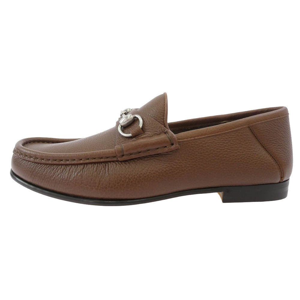 GUCCI グッチ 816370 Horsebit ホースビット レザー ローファー ブラウン系 7【新古品】【未使用】【中古】