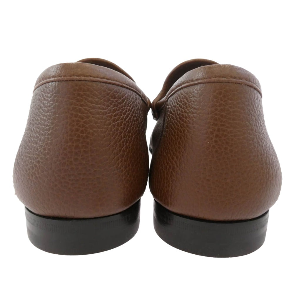GUCCI グッチ 816370 Horsebit ホースビット レザー ローファー ブラウン系 7【新古品】【未使用】【中古】