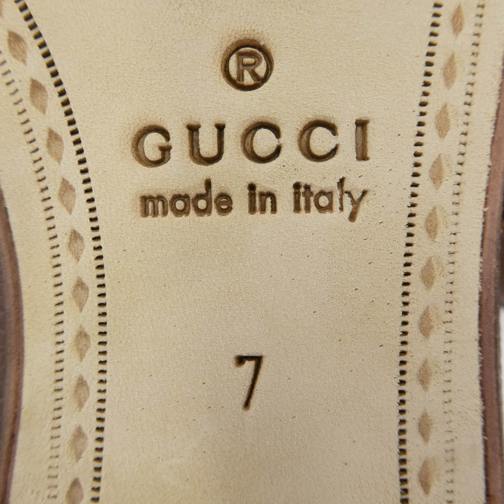 GUCCI グッチ 816370 Horsebit ホースビット レザー ローファー ブラウン系 7【新古品】【未使用】【中古】