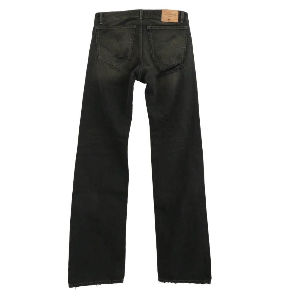 BALENCIAGA バレンシアガ 833430 TSW85 ダメージ クラッシュ デストロイ 加工 ローライズ ブラック デニム パンツ ブラック系 S【美品】【中古】