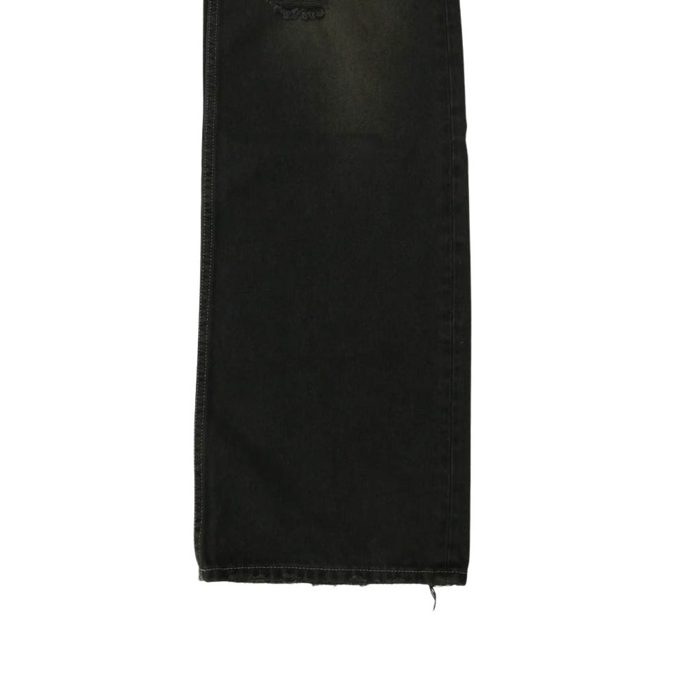 BALENCIAGA バレンシアガ 833430 TSW85 ダメージ クラッシュ デストロイ 加工 ローライズ ブラック デニム パンツ ブラック系 S【美品】【中古】