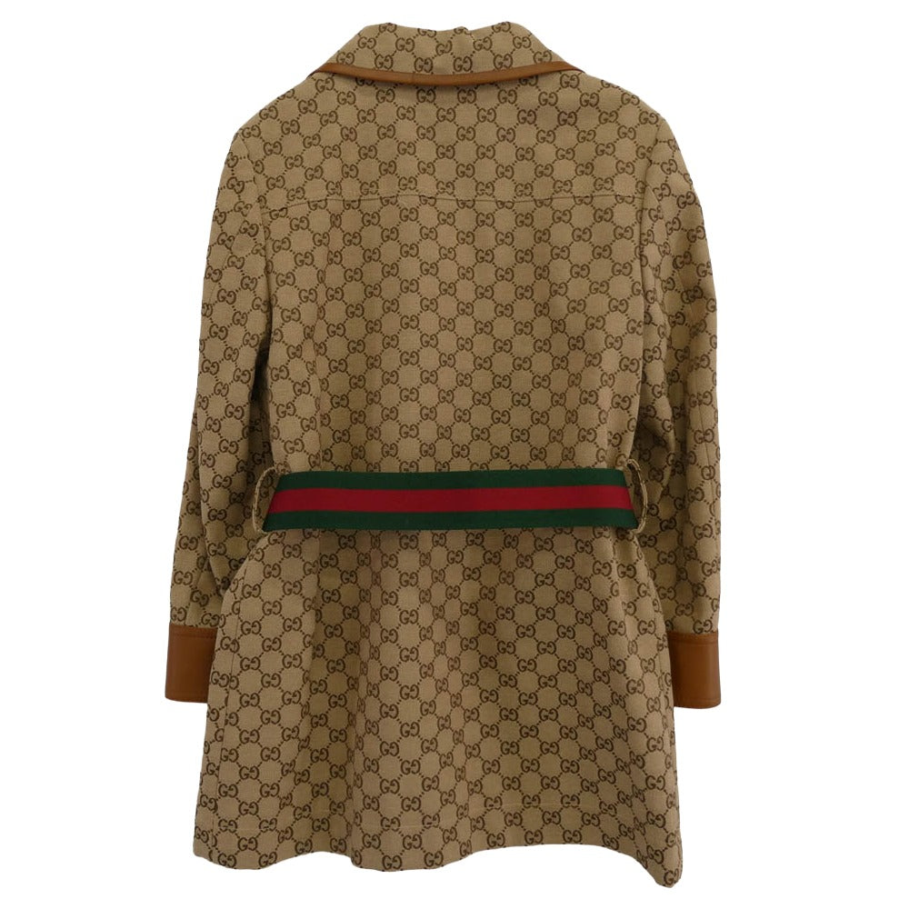 GUCCI グッチ GGキャンバス シェリーライン レザー ジャケット ライトブラウン系 マルチカラー系 40【新古品】【未使用】【中古】
