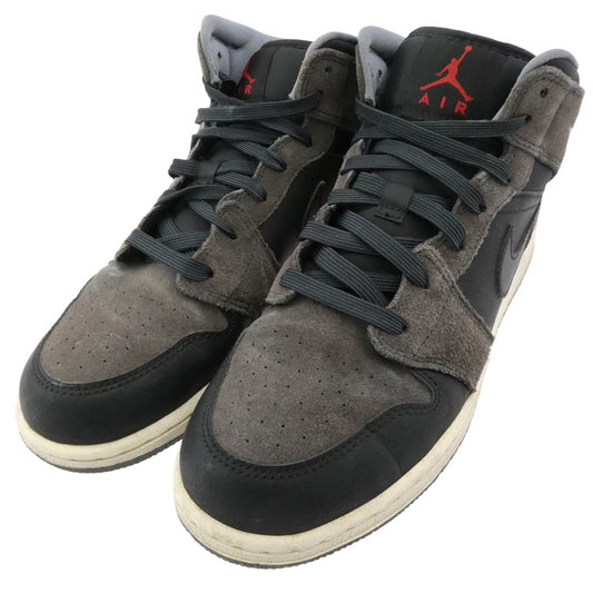 NIKE ナイキ 554725-018 AIR JORDAN 1 MID エアジョーダン ミッド スニーカー チャコール系 24.5cm【中古】