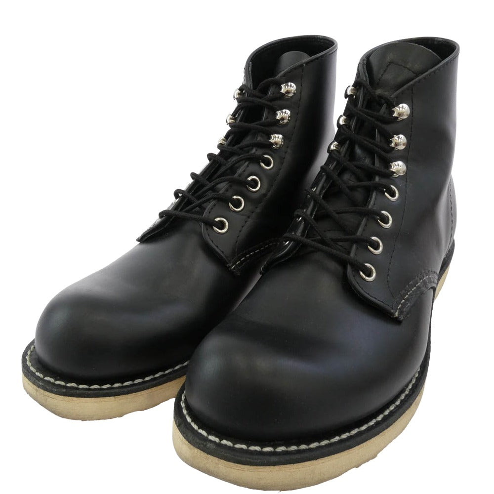 RED WING レッドウィング 8165 6INCH CLASSIC ROUND BOOTS クラシック ラウンド レザー レースアップ ブーツ ブラック系 25.5cm【中古】