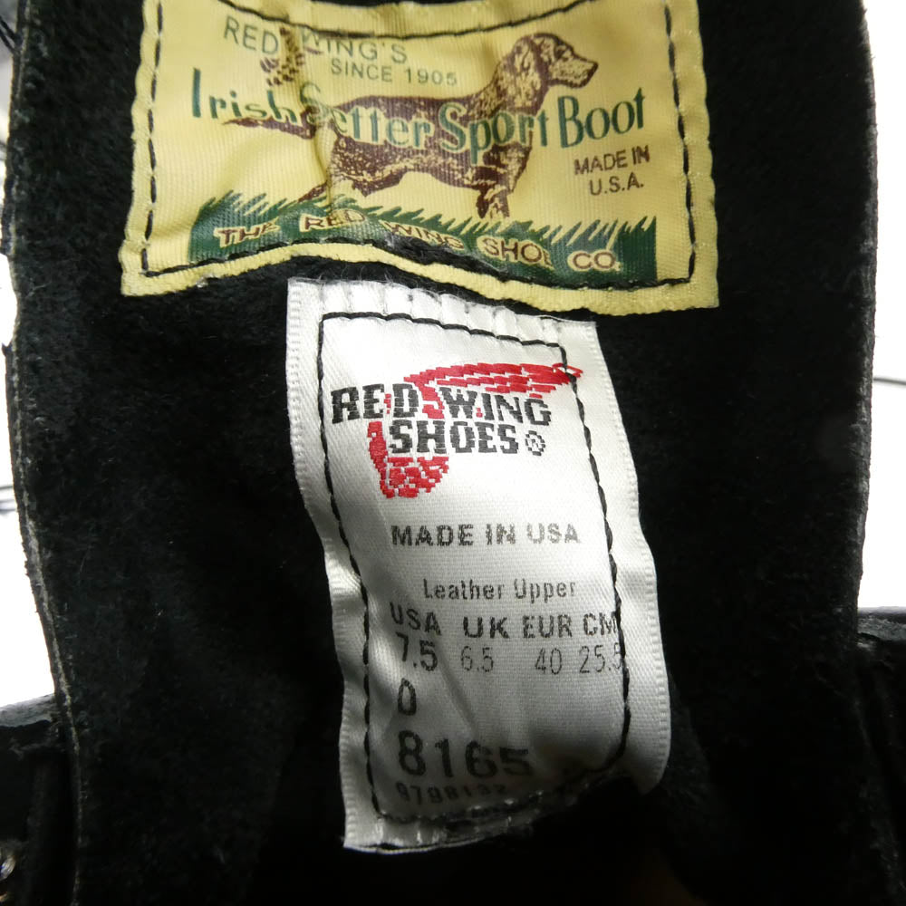 RED WING レッドウィング 8165 6INCH CLASSIC ROUND BOOTS クラシック ラウンド レザー レースアップ ブーツ ブラック系 25.5cm【中古】