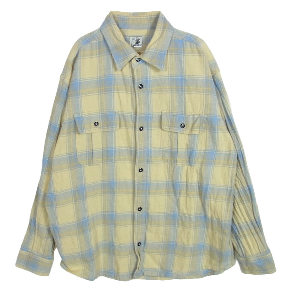 アンドファミリーズ Classic Flannel Shirts クラシック フランネル 長袖 チェック シャツ イエロー系 XL【中古】