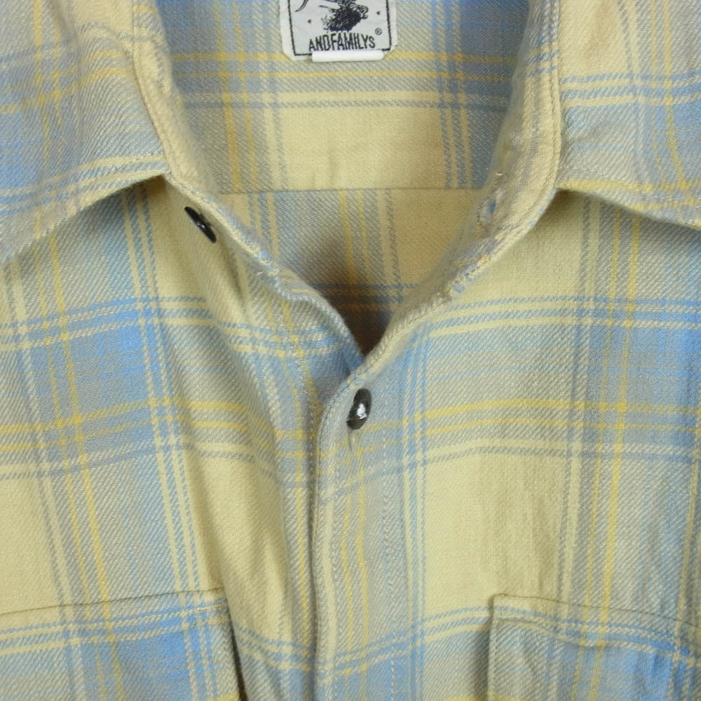 アンドファミリーズ Classic Flannel Shirts クラシック フランネル 長袖 チェック シャツ イエロー系 XL【中古】