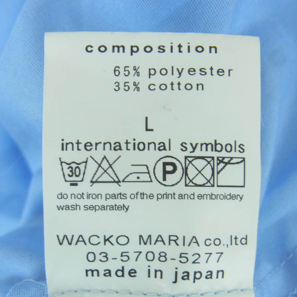 WACKO MARIA ワコマリア WORK SHIRT GP SOUL REBEL バック刺繍 半袖 ワーク シャツ 日本製 ライトブルー系 L【中古】