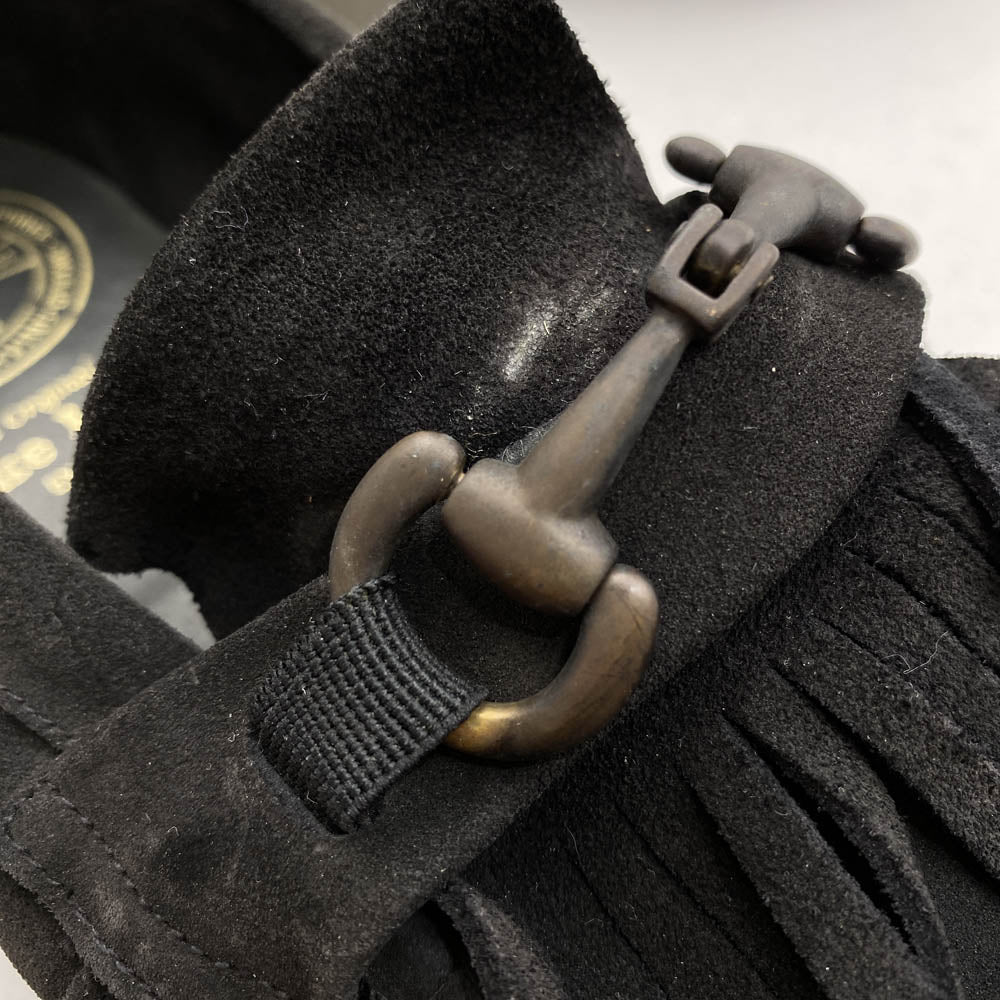 NEIGHBORHOOD ネイバーフッド × Loake ローク スエード フリンジ ビット ローファー ブラック系 8.5【中古】